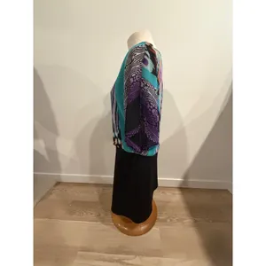 Roz & Ali Womens Multi Color Ikat Print Blouson Sheath Dress Size 12 thumbnail 4