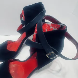 Charles Jourdan Paris‎ Heels sz 9 Black Velvet d'orsay Stilettos dress shoes thumbnail 2