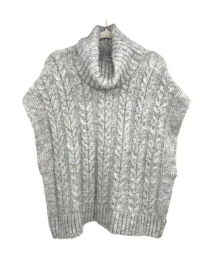 Joie Gray Cable Knit Cowl Neck Oversized Sweater Poncho Sleeveless Size Small thumbnail 1