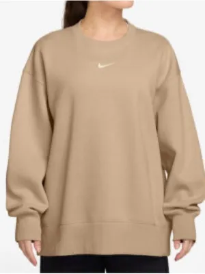 Nike Oversized Crewneck Sweatshirt Size XL Phoenix Fleece Tan Brown thumbnail 1