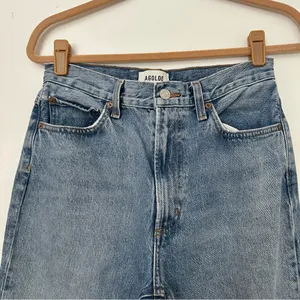 Agolde Leena Baby Flare Raw Hem Jeans Women’s 28 Blue thumbnail 3