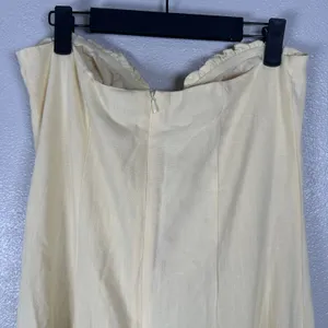 NEW Peppermayo Tayla Linen Blend Maxi Dress Womens US 8 Butter Yellow Strapless thumbnail 4