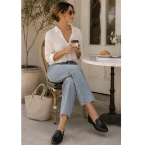 J.Crew Cecile Leather Smoking Slippers Loafers Black 7 Minimalist Classic Flats thumbnail 2