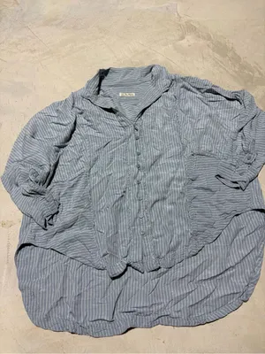 Free people we the free Light Blue Striped Button-Up Shirt x large thumbnail 2