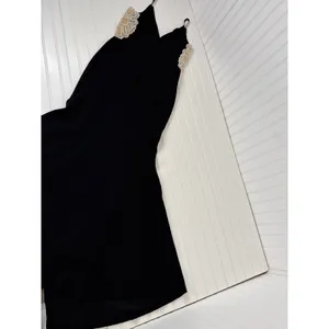 NWOT Lulus True Luxe Black Rhinestone Cutout Sleeveless Maxi Dress Wedding Sz M thumbnail 4