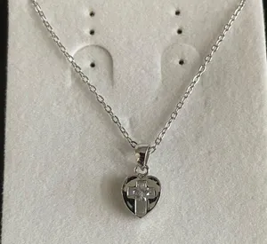 Silver heart and cross necklace thumbnail 4