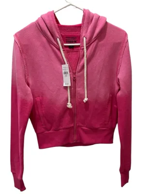 American Eagle Womens Hoodie This Feels Seriously Lived In Zip Up Pink Small NWT thumbnail 1