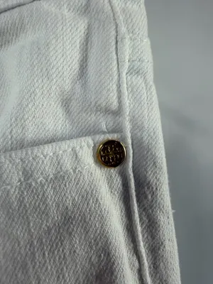 Tory Burch Low Rise Cotton Blend Cropped‎ Capri White Jeans Size 25 thumbnail 2