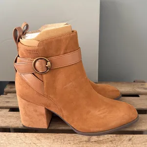 Vionic Tenley Ankle Boot Suede Leather Mid‎ Shaft Zip Closure Toffee 8M NIB thumbnail 8