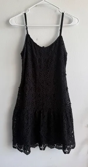 Alice + Olivia Black Floral‎ Guipure Lace Mini Dress Navy Lining 3568 thumbnail 1