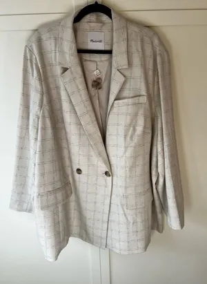 Madewell Women’s NWT Plus‎ Caldwell Double-Breasted Blazer Ghent Plaid Size 4X thumbnail 1