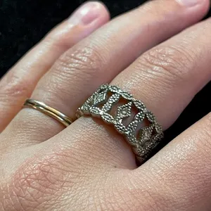 Vintage silver tone ring with rhinestones size 6.5 thumbnail 2