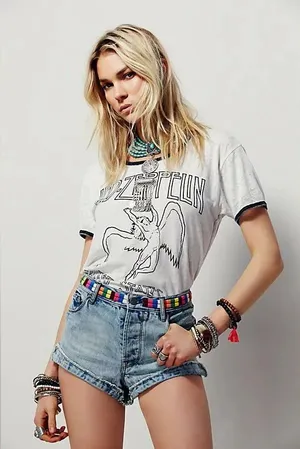 FREE PEOPLE Elliot Boho Embroidered Denim Shorts thumbnail 1