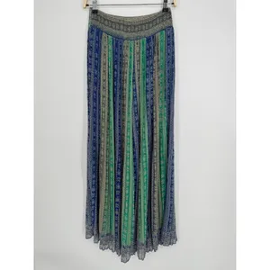 Free People Palazzo Pants Small Blue Green Geometric Boho Festival Wide Leg thumbnail 6