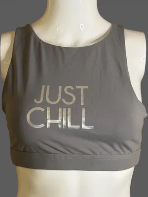 aerie Grey 'JUST CHILL' High-Neck Sports Bralette thumbnail 4