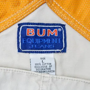 Vintage 90s Bum Equipment Jeans Khaki & Orange Denim Overall Shorts thumbnail 12