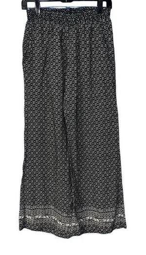 Roan + Ryan Black White Geometric Diamond Print Wide‎ Leg Smocked Pants Small thumbnail 1