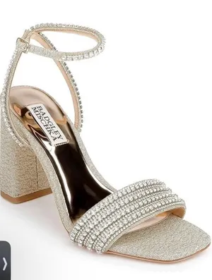Badgley Mischka Women's Becca Heeled Sandal, Platino Textile 8.5 NEW No Box thumbnail 1