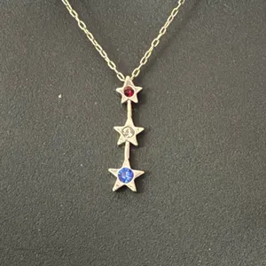 Patriotic silver tone starts pendant necklace thumbnail 4