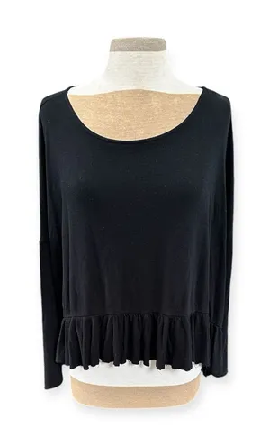 Soprano black long sleeve babydoll Top 1X thumbnail 1