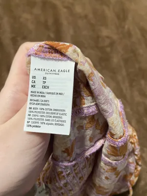 American Eagle Corset Style Ruffle Floral Top with Tie Straps thumbnail 8