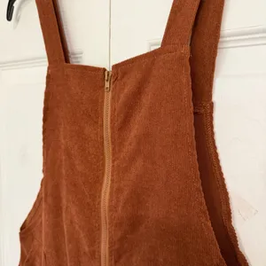 Romwe Rust Brown Corduroy Front Zip-Up Mini Overall Dress thumbnail 7