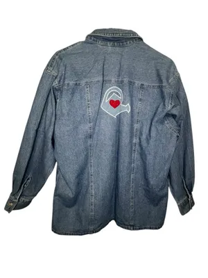 Bill Blass Vintage Long Sleeve Denim Shirt With Embroidered Spring Design thumbnail 5