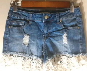 Altar'd State 27 Distressed Lace Trim Jeans Shorts thumbnail 1