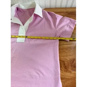 Everlane Organic Cotton Retro Polo Shirt Pink White Small Preppy Summer Fun thumbnail 7