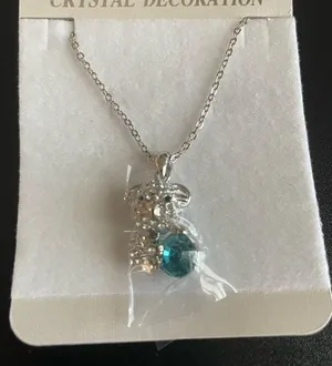 Sloth with blue crystal necklace thumbnail 2