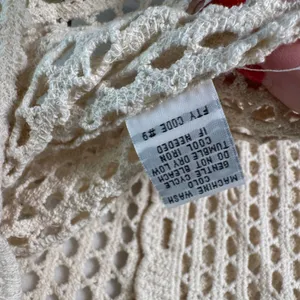 Coquette Festival Cherry Crochet Cardigan Cotton Open Knit Cream XS NWT Softgirl thumbnail 5