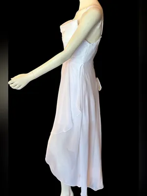 INEWER Cowl Neck High Low Chiffon Ruched Maxi Gown White Size 6 NWT thumbnail 4