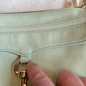 Rebecca MINKOFF Sherbet Green Leather Crossbody Purse Handbag with gold chain thumbnail 11