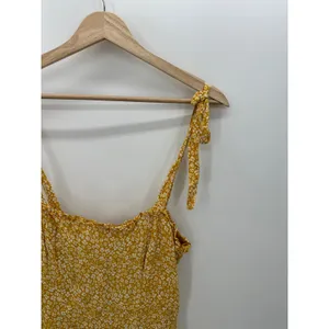 Bardot‎ Yellow Microfloral Tie Strap Ruffle Mini Dress Women Size 4 XS FI19 thumbnail 6