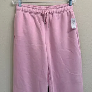 Gap Relaxed Straight-Leg Sweatpants in Pure Pink Fleece Size Small Lounge- NWT thumbnail 5