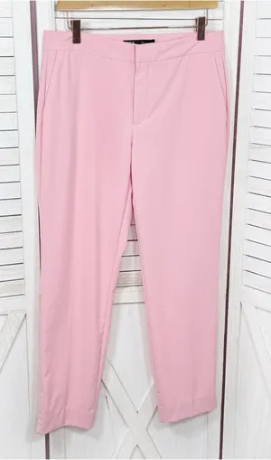 Zara Mid Rise Crop Ankle Trouser Dress Pants Pink Size 6 Office Career Chino thumbnail 1