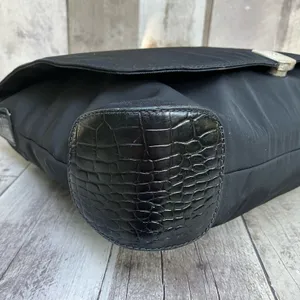 Lauren Ralph Lauren Messenger Bag Large Black Nylon Croc‎ Trim Good Crossbody thumbnail 10