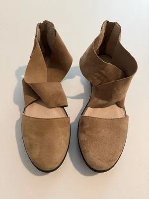 Eileen Fisher Carver Sandal‎ Size 7.5 Brown Nubuck Leather Criss Cross Capsule thumbnail 8