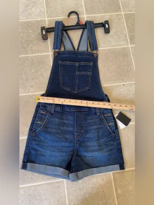 Celebrity Pink Dark Blue Denim Short Overalls thumbnail 5