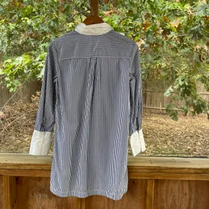 Gap Women's Organic Cotton Mini Shirt Dress Blue Stripe Size S thumbnail 3