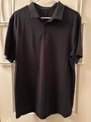 Lululemon Mens Short Sleeve Polo Shirt Black Size Large Approx. Casual Collared thumbnail 1