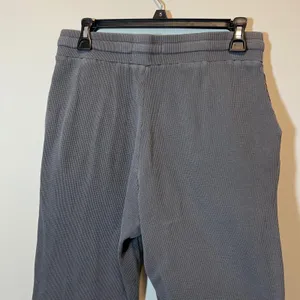 Losano Organic Cotton Waffle Knit Lounge Pants Charcoal Gray Drawstring Small thumbnail 6