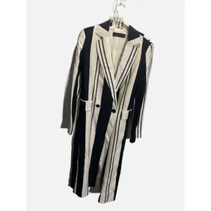 Zara Striped Blazer Dress Womens XS Black‎ White Long Double Breasted Maxi Coat thumbnail 3