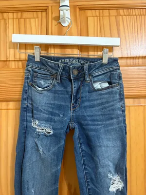American Eagle Super Stretch Size 00 LONG Distressed Skinny Jeans thumbnail 3