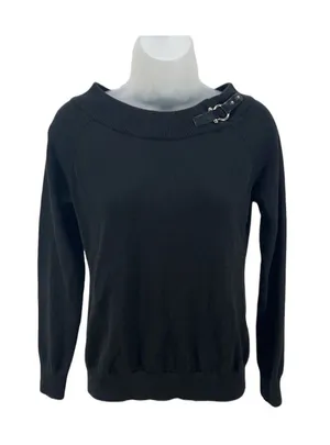 Lauren Ralph Lauren Black Sweater with Buckle Accent Size M thumbnail 1