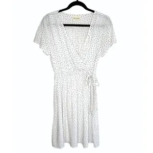Bella Ella White Black Polka Dot Faux Wrap Dress Rayon S‎ Summer Wedding Guest thumbnail 4