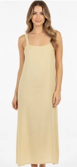 UP FRONT Vintage yellow maxi dress size medium has two Mari’s on bottom near hem thumbnail 1