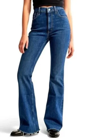 Abercrombie & Fitch The Vintage Flare Jeans Womens 31‎ Blue High Rise Raw Hem thumbnail 1