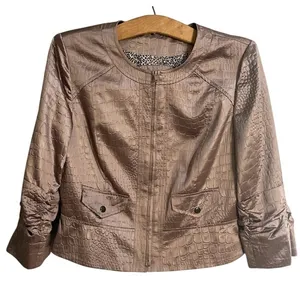 Elegantissimo Firenze Jacket Womens 10 Bronze Excellent Croc Embossed Metallic thumbnail 2