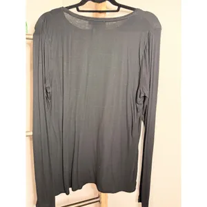 White House Black Market Womens XL Black Long Sleeve Crew Neck Top Solid Basic thumbnail 4